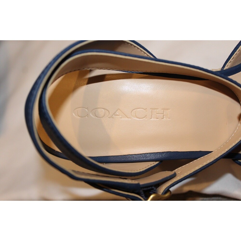 COACH WOMEN'S SIGNATURE C ESPADRILLE WEDGE SANDALS DEEP‎ BLUE SZ 8.5 NIB - Picture 7 of 8